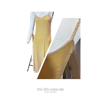 #ad Antique silk slip dress handmade gorgeous buttercup color $149.00
