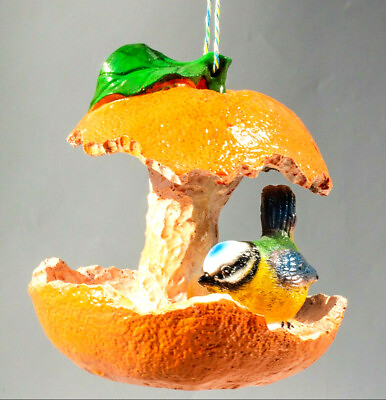 #ad Orange Bird Feeder Hanging Seed Peanut Tray Garden Fruit Outdoor Yard Decoration $26.97