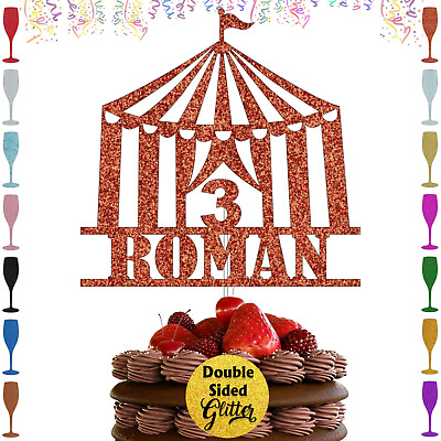 #ad Custom Circus Tent Decor Birthday Glitter Cake Topper Circus Party Cake Design $9.95