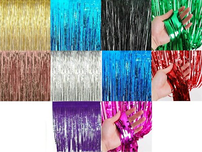 #ad 2M Foil Fringe Tinsel Shimmer Curtain Door Wedding Birthday Party Baby Shower GBP 3.40