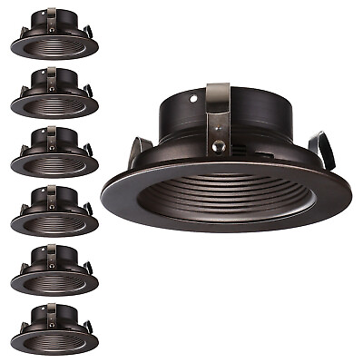 #ad 4 inch Oil Rubbed Bronze Metal Step Baffle Trim Recessed Can Light Trim 6 PCS $31.59