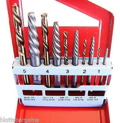 #ad 10pc COBALT LEFT HAND DRILL BIT AND SCREW EXTRACTOR SET EASY OUT BOLT #93188 $21.99