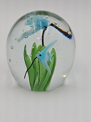 #ad 2 Fish Aquarium Paperweight Hand Blown Glass 3 Inch By 3.5 Inch $15.90