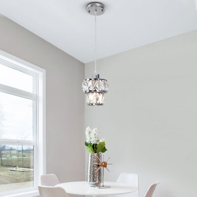 #ad Crystal Chandelier Fixture Silver Pendant Light Dining Room Ceiling Lighting Bar $39.00
