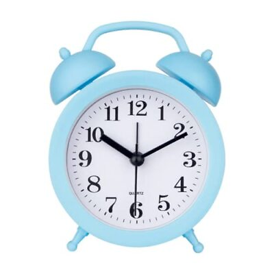 #ad Kids Double Bell Battery Operated Analog Mini Round Bedside Alarm Clock $10.93