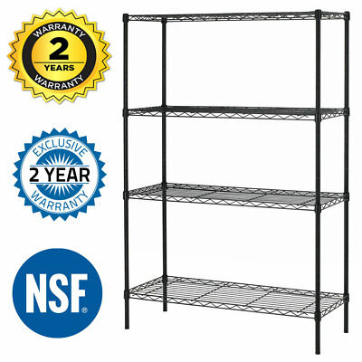 #ad Wire Shelving 36quot;x14quot;x54quot; 4 Tier Layer Shelf Adjustable Steel Metal Rack Black $60.39