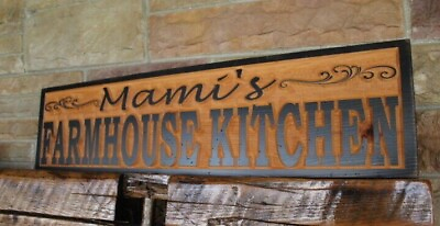 #ad Custom Farmhouse Kitchen Sign Carved Wooden Sign Rustic Country Home Décor $361.20