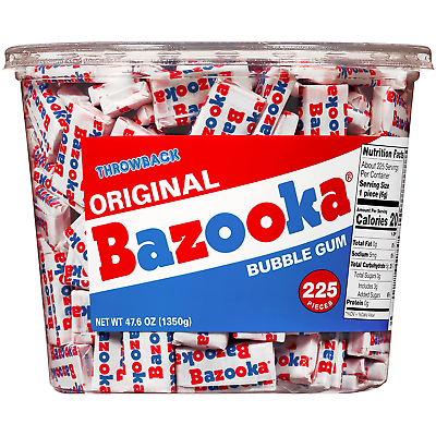 #ad Bazooka Bubble Gum 225 Count Individually Wrapped Pink Chewing Gum in Bulk Tub $20.95