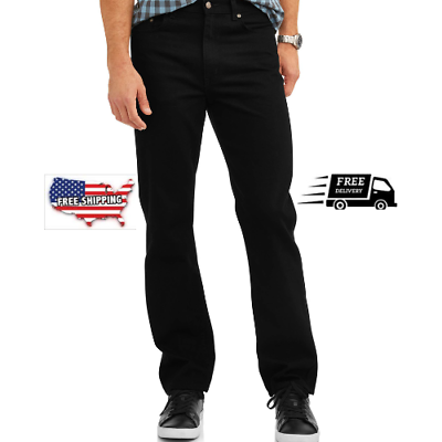 #ad Men#x27;s Relaxed Fit Denim Soft Cotton 5 Pockets Jeans Men Tall amp; Big Black Pants $21.99