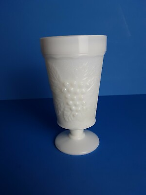 #ad Vintage Milk White Glass Vase with Grape Vine Design C7 $15.00