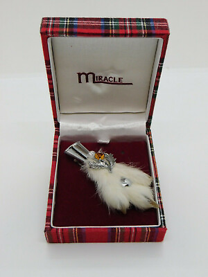 #ad Miracle Scottish Ptarmigan Grouse Foot Claw Topaz Thistle Brooch Mens Kilt Pin AU $59.95