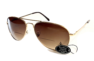 #ad Men#x27;s Aviator Sun Reader Glasses Bifocal Spring Hinge Metal Sunglasses Reading $13.99