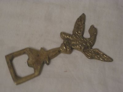 #ad vintage brass bottle opener bird figure ornate metal goose wing spread $17.00