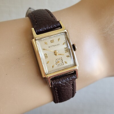 #ad Vintage WITTNAUER men#x27;s manual winding watch cal.9WN 17Jewels 10K.GF swiss 1950s $178.00