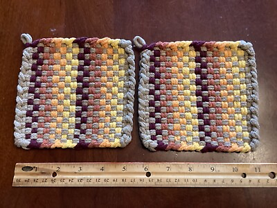 #ad Set Of Two Hand Woven Traditional Cotton Looper Hot Pads. Like You Used To Make $8.00
