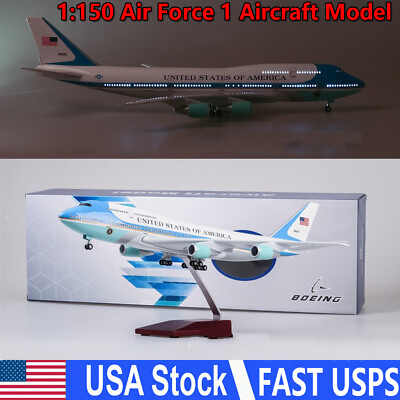 #ad 1:150 Air Force 1 Boeing 747 Airplane Model Ornament W LED Light Wheel Gifts US $89.99