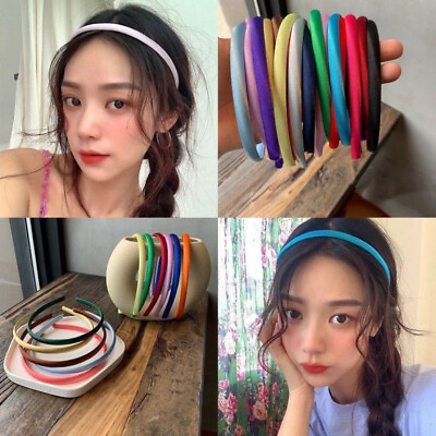 #ad Women Girls Kid Satin Strong Plastic Sports School Thin Hair Band Headband Hoop♪ $1.49