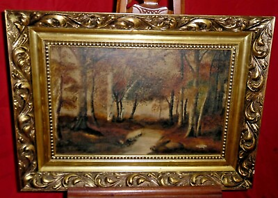 #ad Antique Forest Trees By Landscape Painting On Panel $224.99