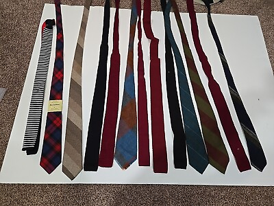 #ad Lot 13 Knit Square And Wool Vintage Neck Ties Surrey Woolcrafters Glengala Et $49.99