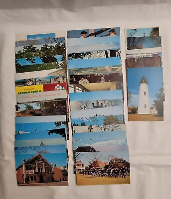 #ad Vintage Lot Of 40 Virginia Postcards Lighthouse Theatre Golf Course Fort Monroe $24.95