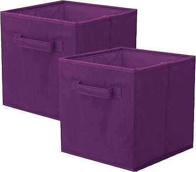 #ad Purple Storage Bins Foldable Fabric Storage Cubes and Cloth Storage Organizer D $20.46