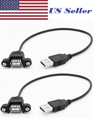 #ad 2 PCs USB 2.0 A Male to A Female Extension Cable 30cm With Screws Panel Mount $10.00