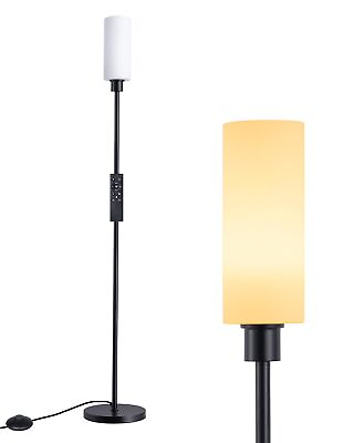 #ad LED Corner Floor Lamp with Glass Lampshade Modern Dimmable Reading Light wit... $49.24