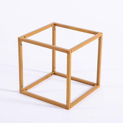 #ad 2 pcs 8quot; tall Matte Gold Geometric Cube Metal Stands Wedding Party Vase Holders $24.14