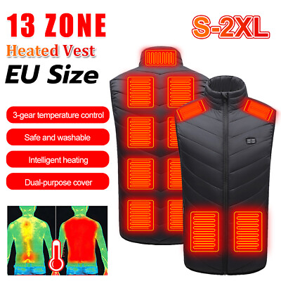 #ad 13 Zones Heating Vest Winter Outdoor Electric USB Powered Heated Warm Vest Coat $36.57