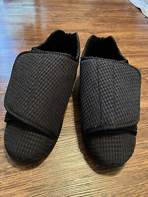 #ad Silverts Sleepers Adjustable House Shoes Size M 10 W 12 Slip Resistant Black $44.98