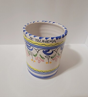 #ad Talavera Espana Spain Folk Art Pottery Hand Paint Coffee Tea Mug Cup Signed $22.00