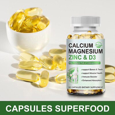 #ad Magnesium Zinc Vitamin D3 Calcium 1000 MG Complex Supplement High Absorption $10.72