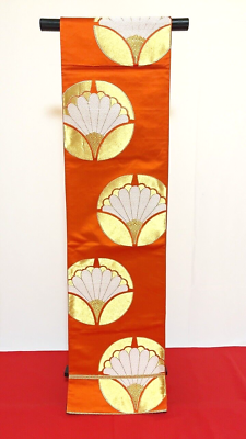 #ad Japanese Kimono Fukuroobi Pure Silk  japan Gold Orange Japanese tradition $47.40