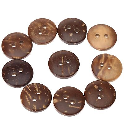 #ad 100Pcs Brown Natural Coconut Shell Two Holes Buttons DIY Craft Clothe Sewing ... $18.64