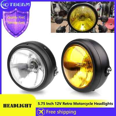 #ad 5.75 Inch Retro Motorcycle Headlights Modified Universal 12V High Low Beam Headl $49.00