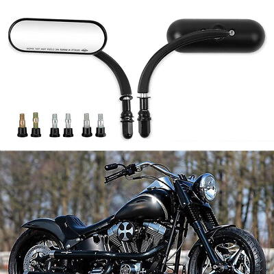#ad Motorcycle Mini Oval Rear View Mirrors For Harley Street Glide Road King Softail $29.99
