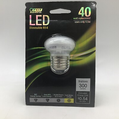 #ad Feit Electric BPR14DM 2700K Dimmable R14 LED Light Bulb 300Lumens 40 Watt $9.99