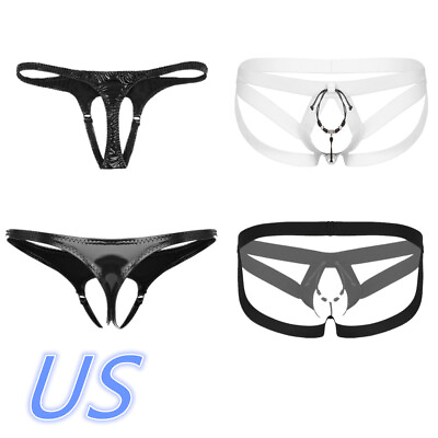 #ad US Sexy Men Underwear Lingerie Micro Thong Open Front Hole Briefs Bikini Panties $7.59