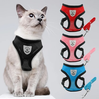 #ad Cat Harness and Leash for Walking Escape Proof Dog Jacket Adjustable Mesh Vest $10.00
