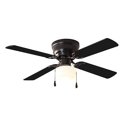 #ad Lamps Lighting 42 inch Hugger Indoor Ceiling Fan with Light Kit Black4 Blades $33.17