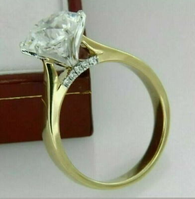 #ad 2CT Lab Created Round Cut Diamond Wedding Women#x27;s Ring 14K Yellow Gold Plated $109.99