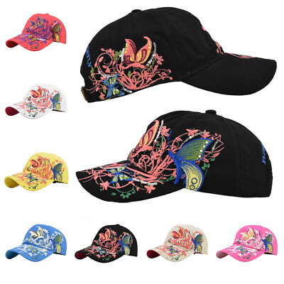 #ad Women Colorful Letter Baseball Cap Embroidered Floral Butterfly Sun Hats Lo Pro $9.78