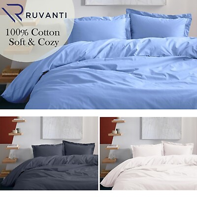 #ad Duvet Cover 3 Pcs 100% Cotton Set Ultra Soft Duvet Bedding Sets Queen King Size $26.39