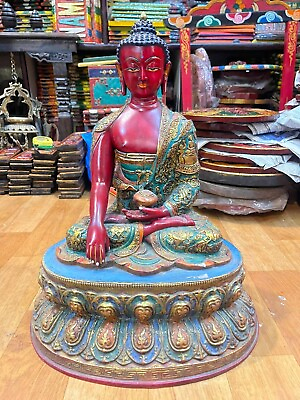 #ad Shakyamuni Buddha Big Resin Statue History Buddha with Thangka Gold Painting $450.00