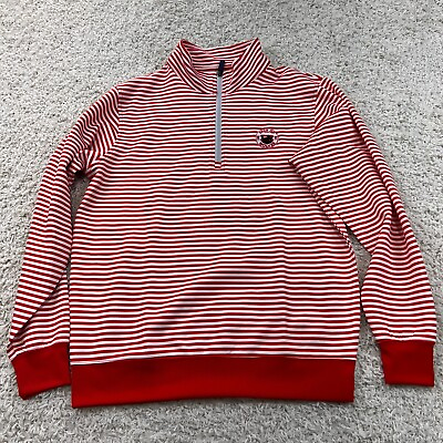 #ad Bald Head Blues NC State Pack Of Wolves Striped Golf Pullover S 1 4 Zip Red NWT $31.49