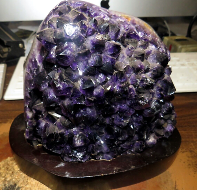 #ad HUGE AMETHYST CRYSTAL CLUSTER GEODE FROM URUGUAY CATHEDRAL POLISHED WITH STAND $386.10