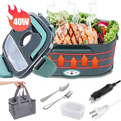 #ad 40w Heating Lunch Box 304 Stainless Steel Microwavable Bento Portable Insulation $39.99