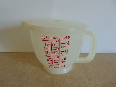 #ad Vintage Tupperware Mix and Store 4 cup Measuring Cup Blue and Red Text C $15.00