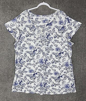 #ad Encore Karen Neuburger Short Sleeve Floral V Neck Night Shirt Womens Size 2X $24.99