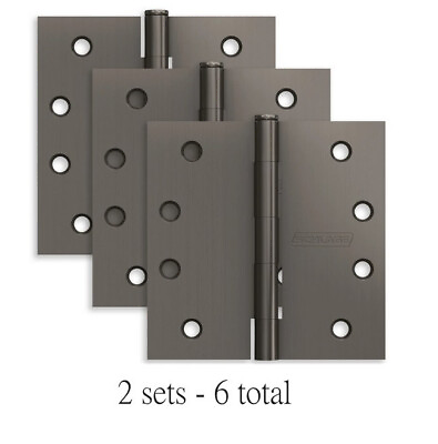 #ad Schlage Pack of Six 4quot; x 4quot; Square Corner Plain Bearing Mortise Hinges $24.95